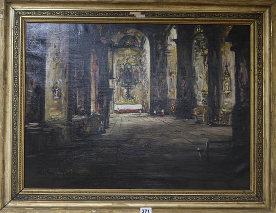 Spanish School (19th century) Basilica Pontificia de San Miguel 47 x 64cm